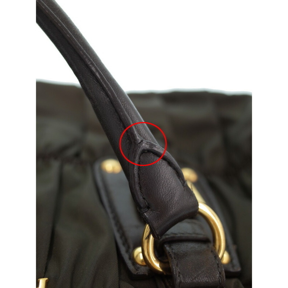 Prada Tessuto Gaufre Satchel ruched leather Black - Picture 7 of 9